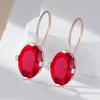 Shiny Red Natural Zircon Drop Earrings For Women Fashion  Rose Gold Color High Quality Daily Fine Vintage Jewelry