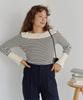 Titibait Boat Neck Knit with Gold Size White Buttons, Women's, S, (AYXP3048)