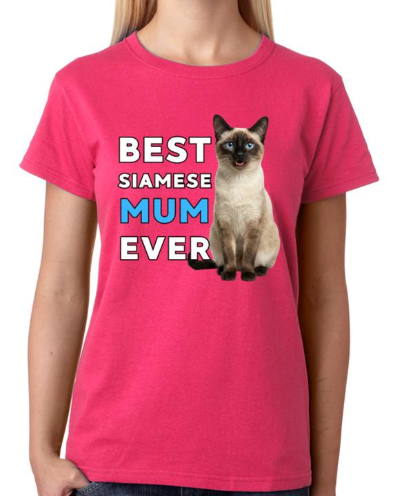 Best Siamese Mum Ever Ladies T-Shirt Cat Gift Pet Lover Mother Tee M