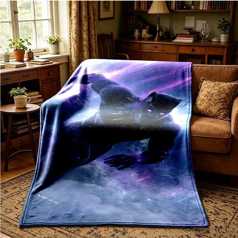 Black Panther Flight Throws Blanket Flannel Blankets Plush for Couch Bed Gifts for Men Women Travel picnic blanket Christmas fan gifts