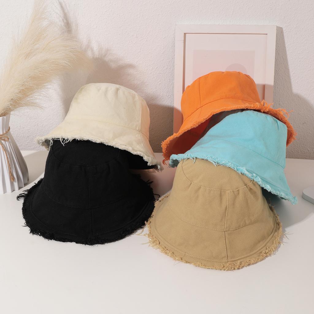 Japanese fringed candy-colored fisherman's hat, made of cotton, simple, sweat-absorbent, versatile and sunshade basin hat