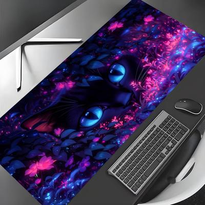 Extended Pad Dark Fantasy Cat Mouse Pad Gaming Mats NonSlip Desk Mat Mouse Carpet with Stitched Edge HD Printing Office Mat