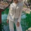 Женский укороченный твидовый пиджак, пиджак с длинным рукавом, застегивающийся на пуговицы, короткое пальто с карманами, повседневный деловой костюм на весну и осень