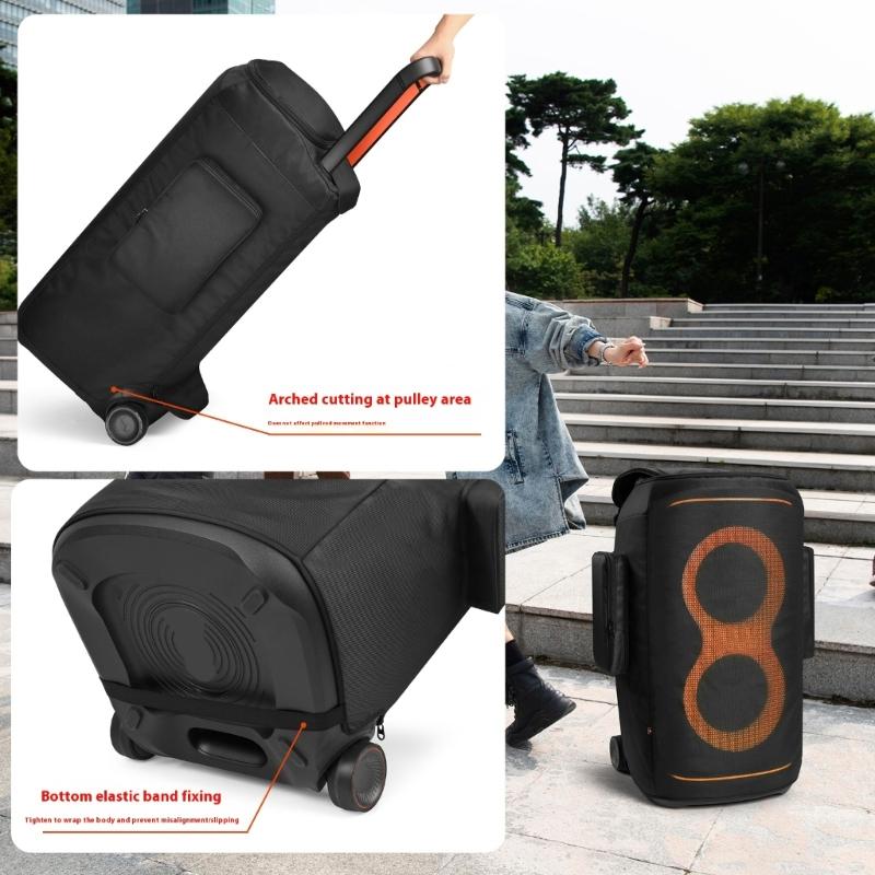 Speaker Protective Cover Dustproof Nylon Fabric Rolling Up Design With Zippered Closure Side Pockets for 520 Speaker