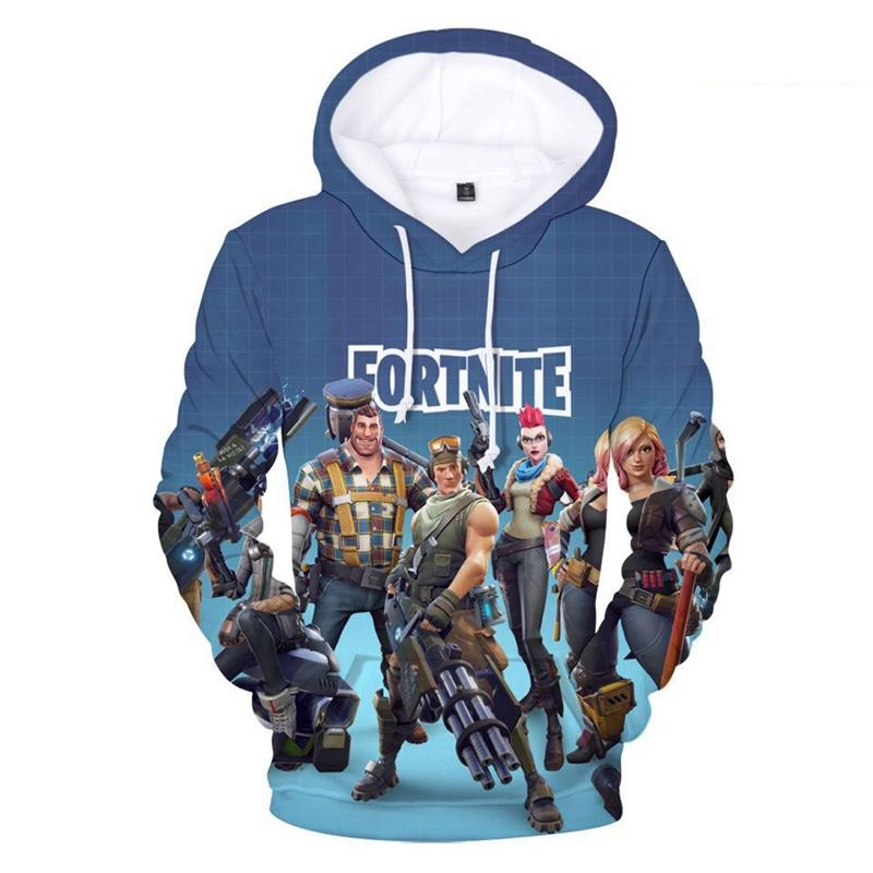 Fortnite Battle 3d Printed Hoodie Jacket Sweatshirt Spandex Material Round Neck Hip Hop Style