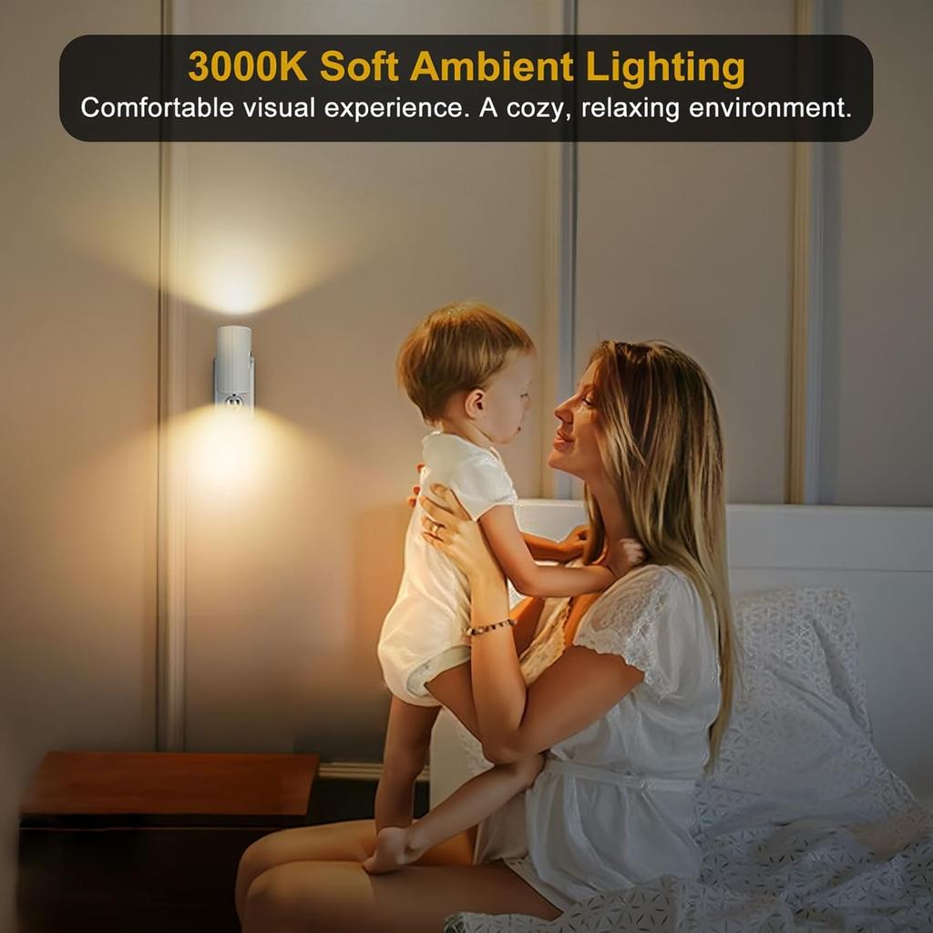 Night Light, Led Night Lights Plug into Wall, Sensor Dusk to Dawn, 0-100 LM Dimmable Night Lights, 3000K Soft White for Bathroom Bedroom Kitchen