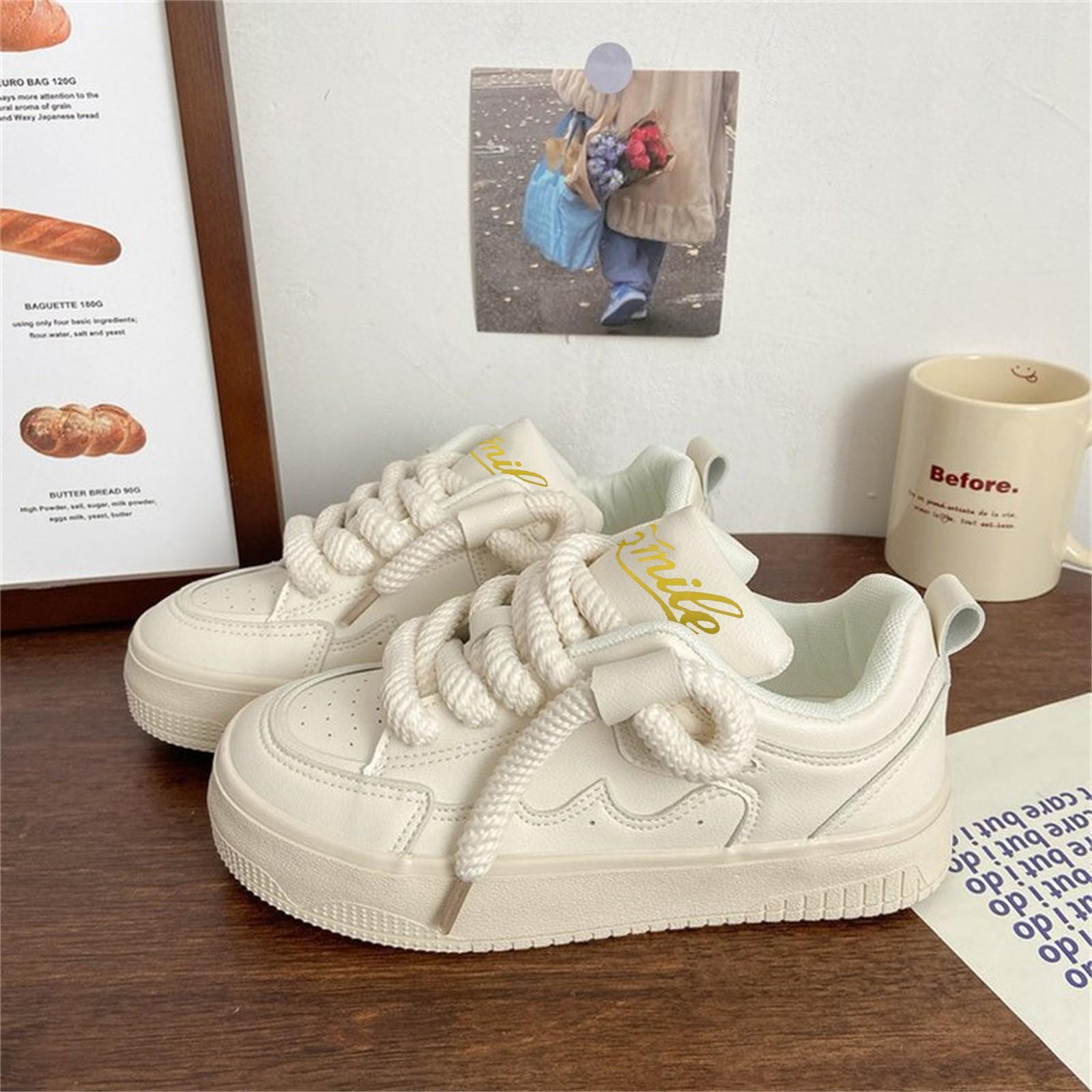 

Women s Fashion New Thick Sole Versatile Casual Non- Board Shoes 40 білий