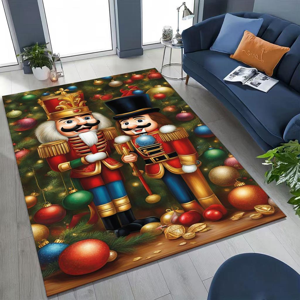 2026 New Nutcracker Merry Christmas Tree Cartoon Puppet Gift Carpet Rug for Bedroom Living Room Sofa Home Doormat Decor,Non-slip