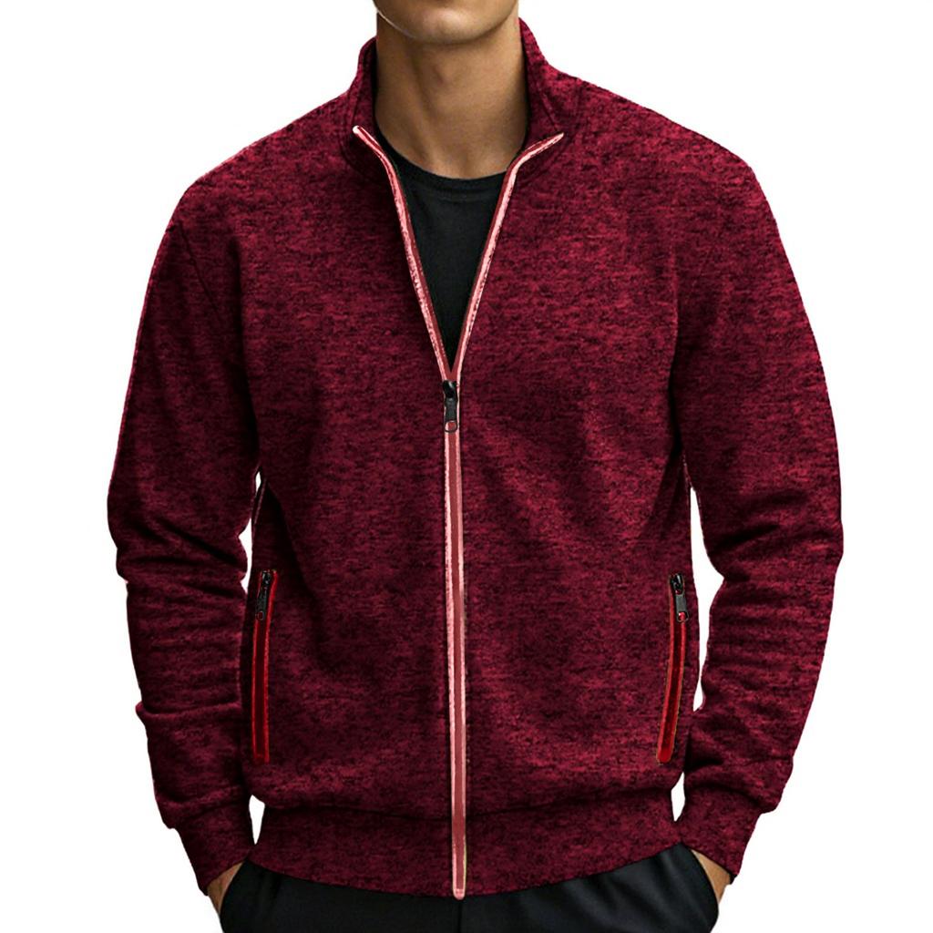 E Maglione Lavorato a Maglia da Uomo Invernale con Cerniera Top Giacca in Velluto Sottile a Maniche Lunghe