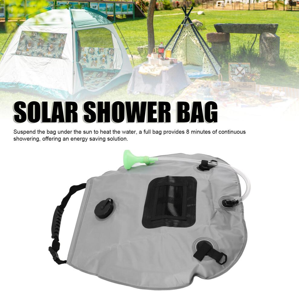 20L Solar Camping Shower Bag with Switchable Head Gray for Hiking & Beach