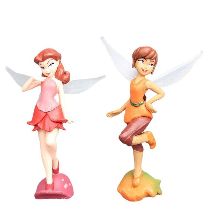 Disney 7pcs Tinkerbell Flower Faery Fairy Elf Princess Pvc Anime Action Figure Mini Model Figurine Doll Toys For Children's Gift