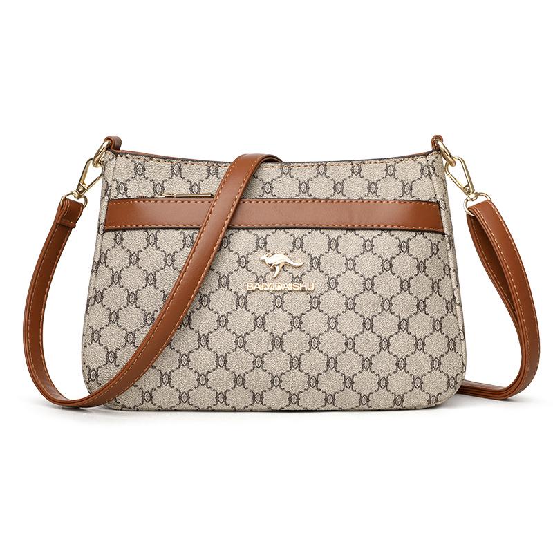 Chose One 2025 Dames Crossbody Tas van Bedrukt Leer - Veelzijdige Mode voor Dames van Middelbare Leeftijd beige