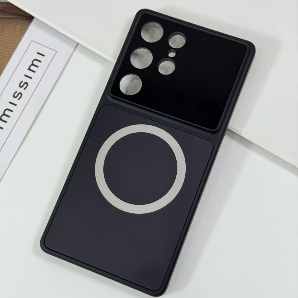 For Samsung Galaxy S26 Plus S25 S24 S23 Ultra Matte PC Hard Magnetic Wireless Charging Glass Large Window Camera Protect Cover