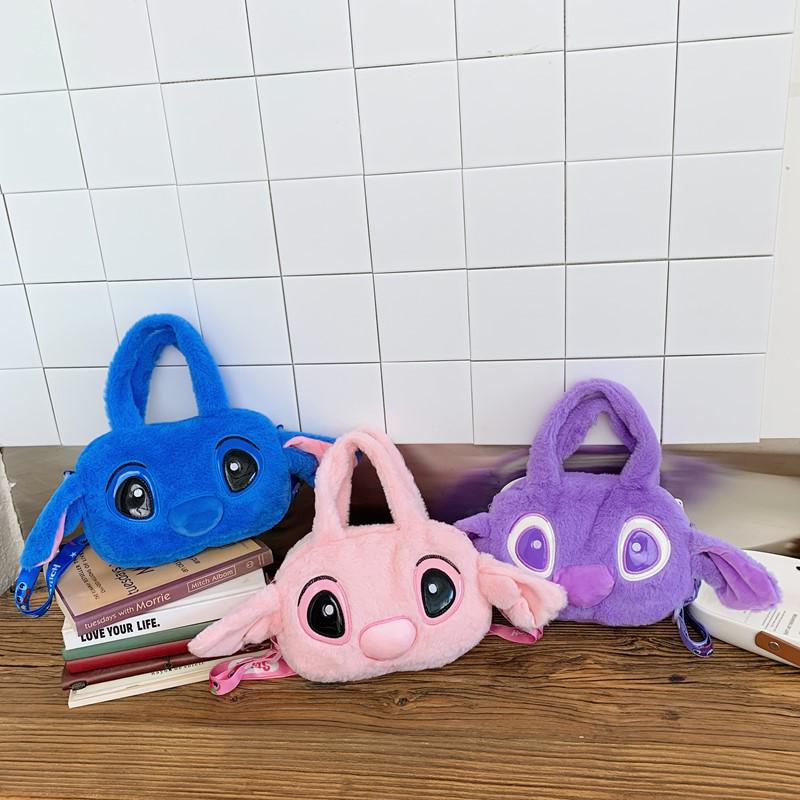 Sanrio Stitch Plush Cartoon Handbag: Cute, Versatile Children's Crossbody Coin Purse.
