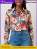 2026 Retro Floral 90s Hong Kong Style Women's Red Long Sleeve Shirt
