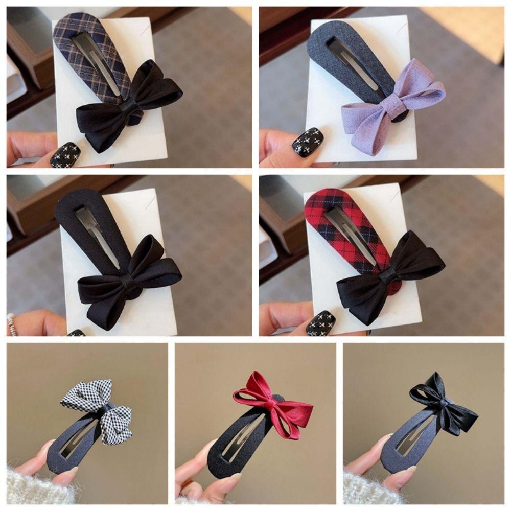 Polyester Karo Schleife Haarspange Hochwertige Koreanische Haarspangen Haarspange für Pony Schleifenkopf Haarspange Party