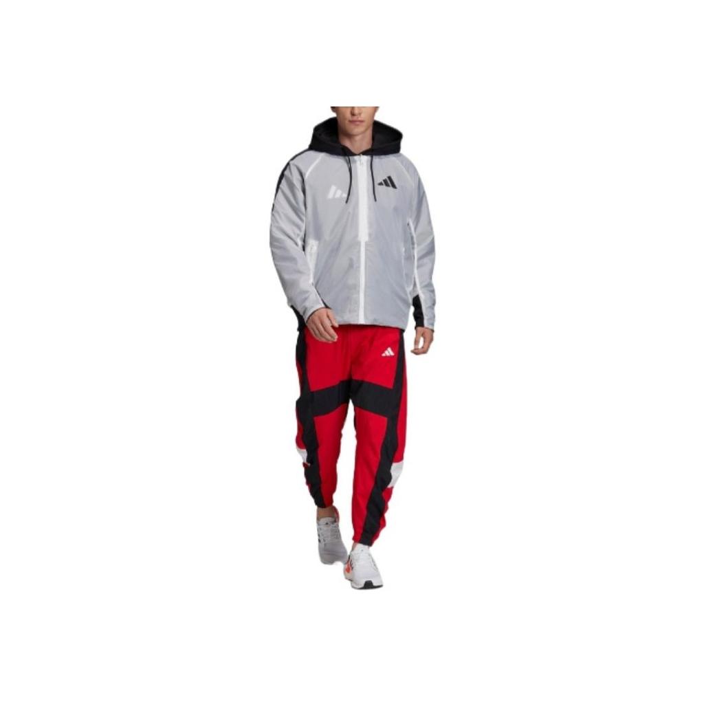 Adidas Logo Print Drawstring Joggers Men Bottoms Red FL4685