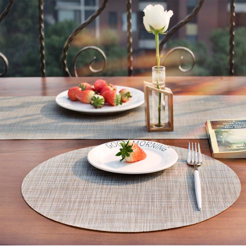 Oval pvc placemat dining table insulation mat bamboo pattern European hotel western food mat non-slip table mat