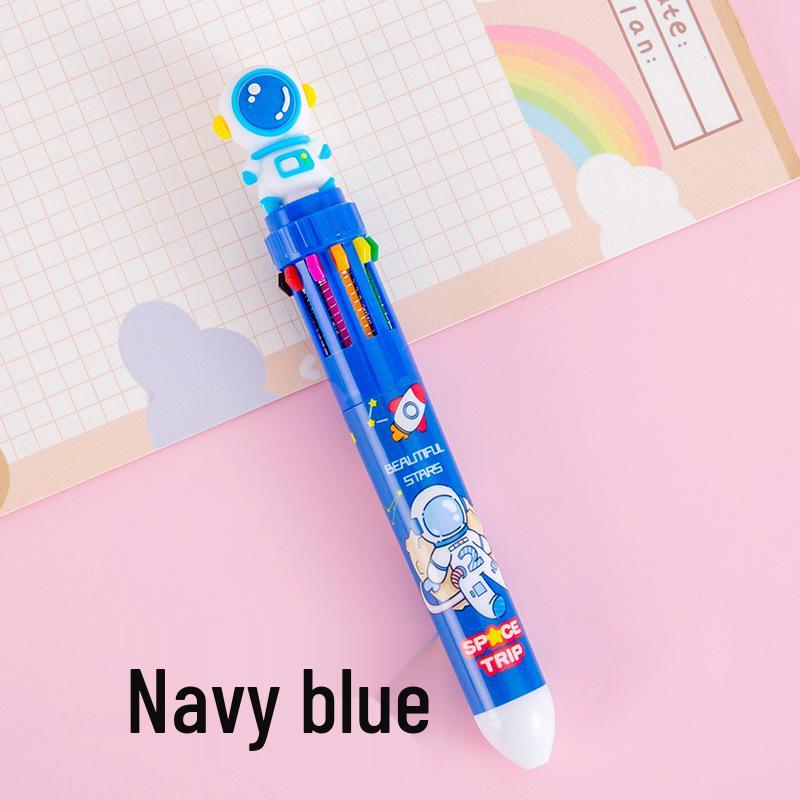 Spaceman Multicolor Ballpoint Pen – Cute Astronaut Design with 10 Press-Action Colors Perfect for Students