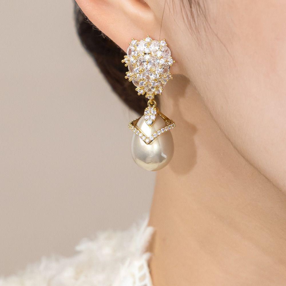 Pendant Crystal Stud Earrings Elegant Vintage Long Earrings Rhinestone Drop Earrings Girls Gift