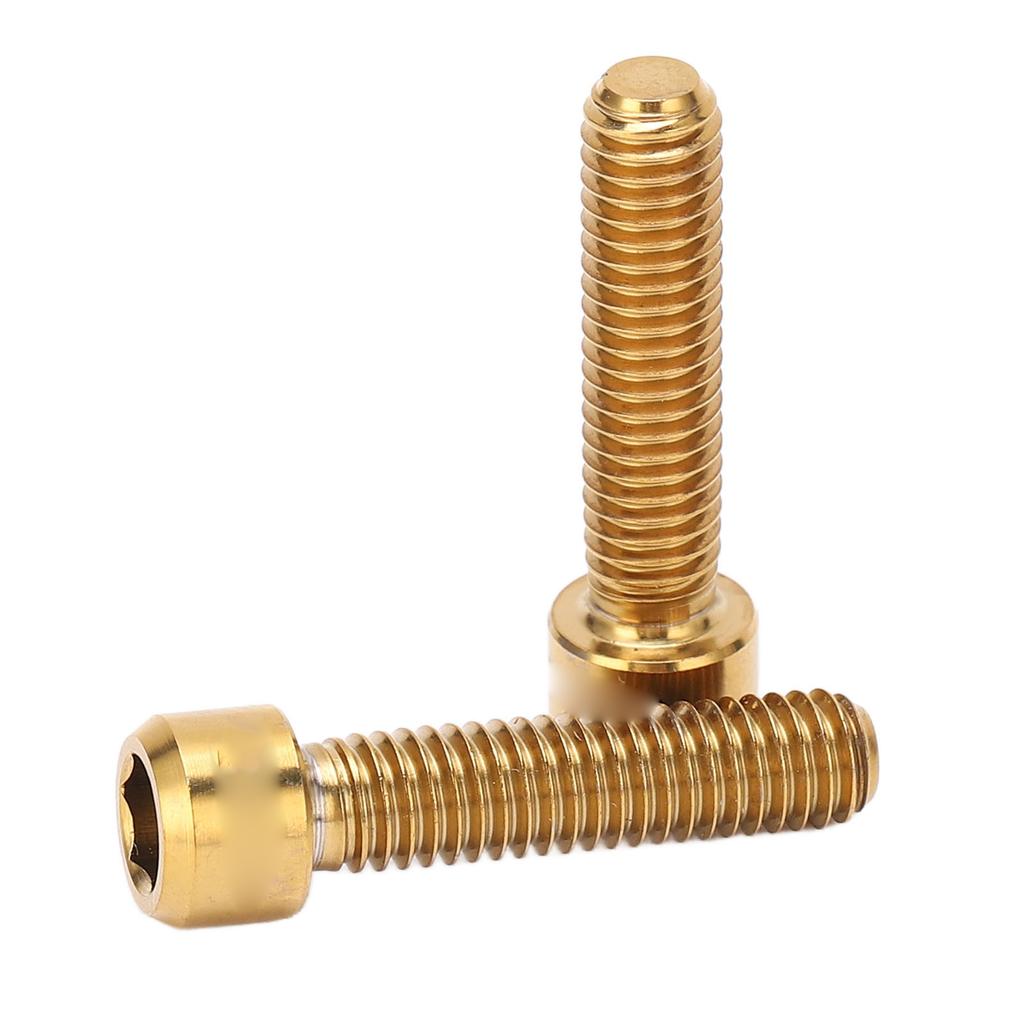 2pcs Bike Stem Screw M6 25mm Extended Titanium Alloy Bike Seatpost Screw for Mountain Road Bike Gold