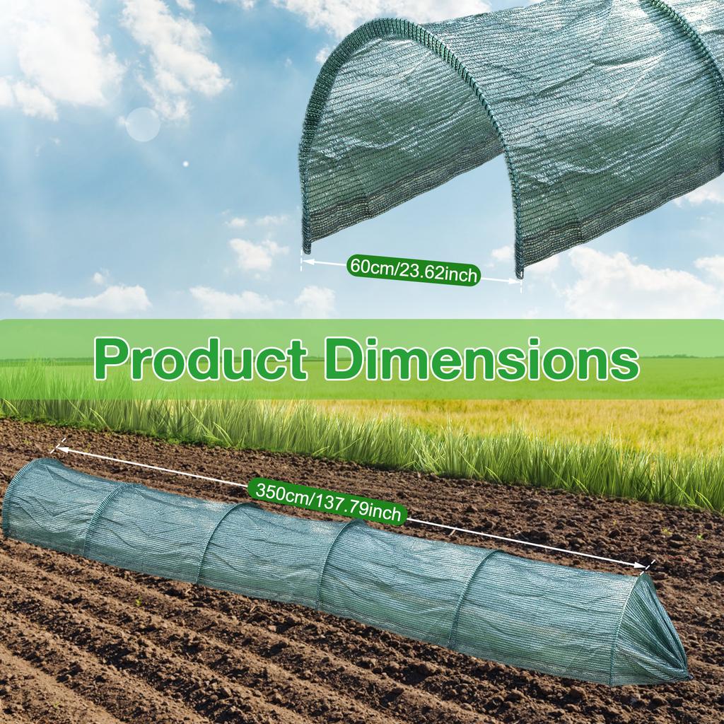 350x60cm Garden Shade Kit for Plants Heat Protection Greenhouse Sun Shade Cloth Netting Cover with Poles for Outdoor Vegetables