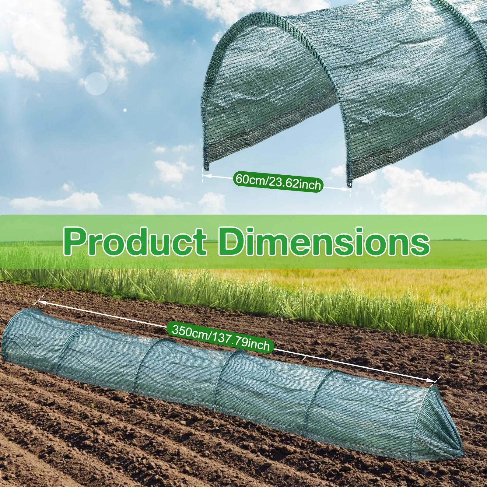 

350x60cm Garden Tunnel Greenhouse Portable Plant Sunshade Mesh with Metal Frame Garden Accessories for Outdoor Plants Vegetables