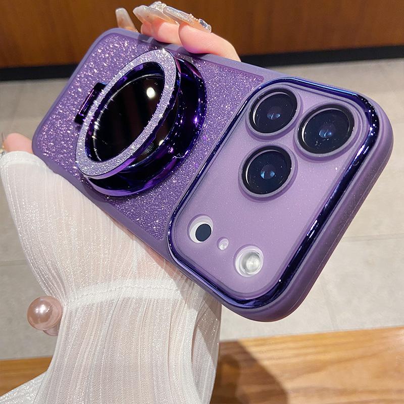Glitter Lens Film Full Protection Phone Case for IPhone 17 Air 16 15 14 13 12 Pro Max 17Pro Mirror Magnetic Bracket Cover Capa