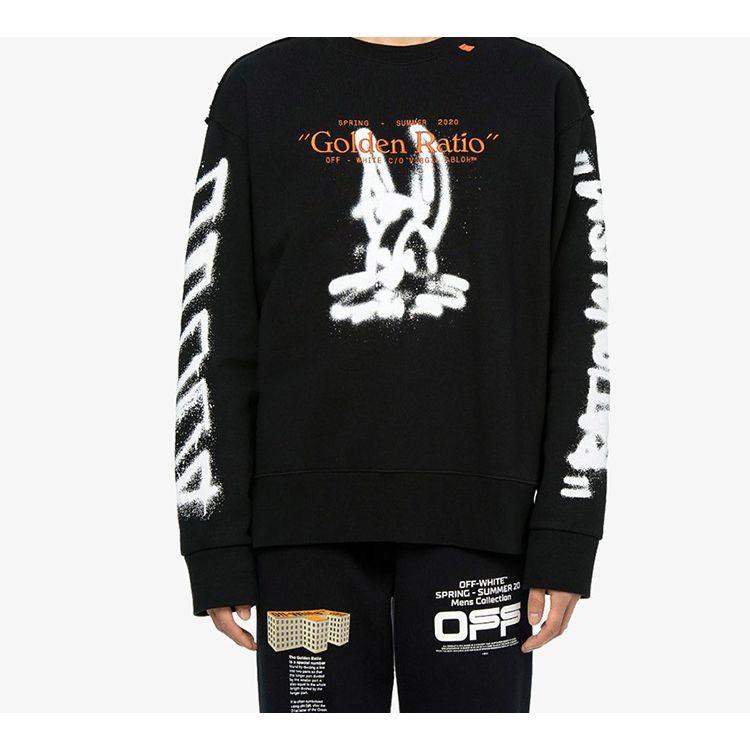 Off-White White Graffiti Long Sleeve Sweatshirt Men Tops Black OMBA037R20E300091001