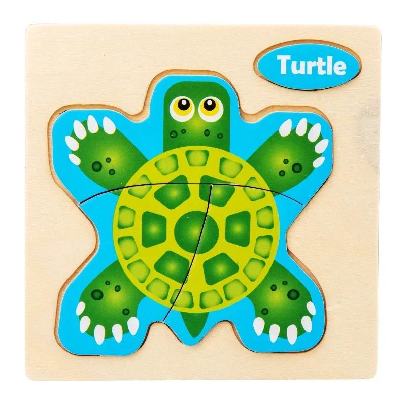 Baby Montessori Toys 3d Wooden Puzzle Cartoon Animal Traffic Jigsaw Puzzle Early Learning Educational Toys for Children Gift