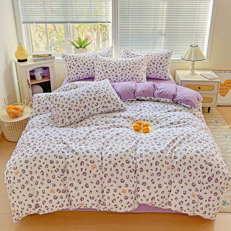 Washed Cotton Single-sided Printing Duvet Cover Single Person Student Dormitory BedSheets Four Season Universal Machine Washable Household Bedding Set