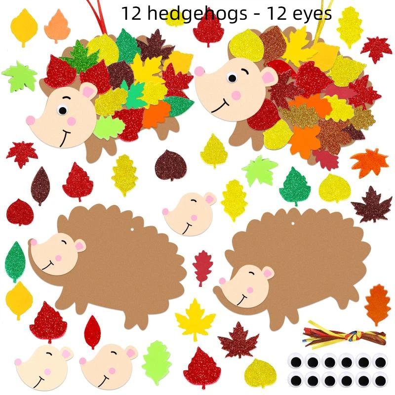 Cute Felt Animal Ornaments Diy Hedgehog Leaves Autumn Craft Kit Autumn Handmadethanksgiving Decorations Used For Party