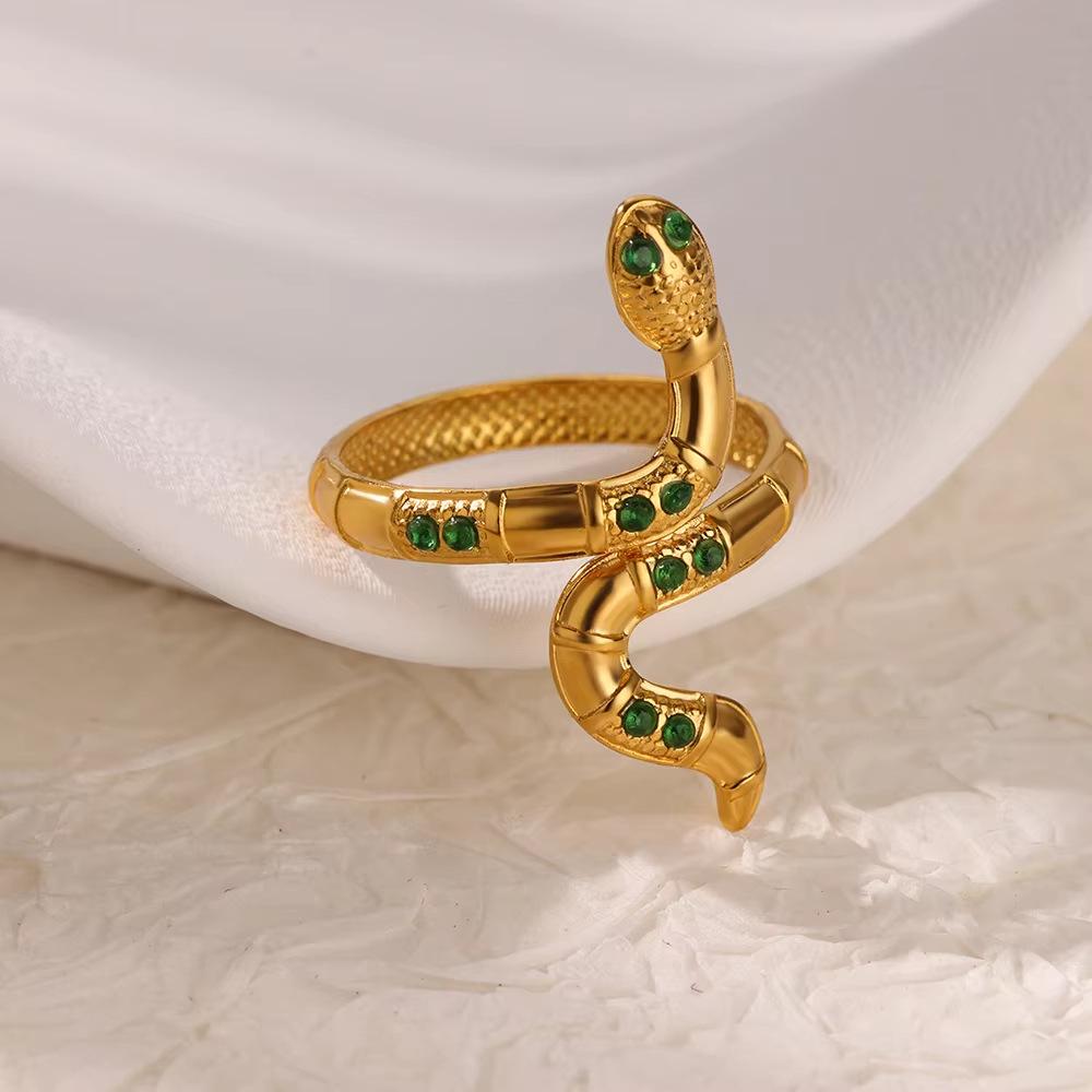 2025 High-end Retro Women s Flower Ring with Inlaid Green Zircon Adjustable 6-8