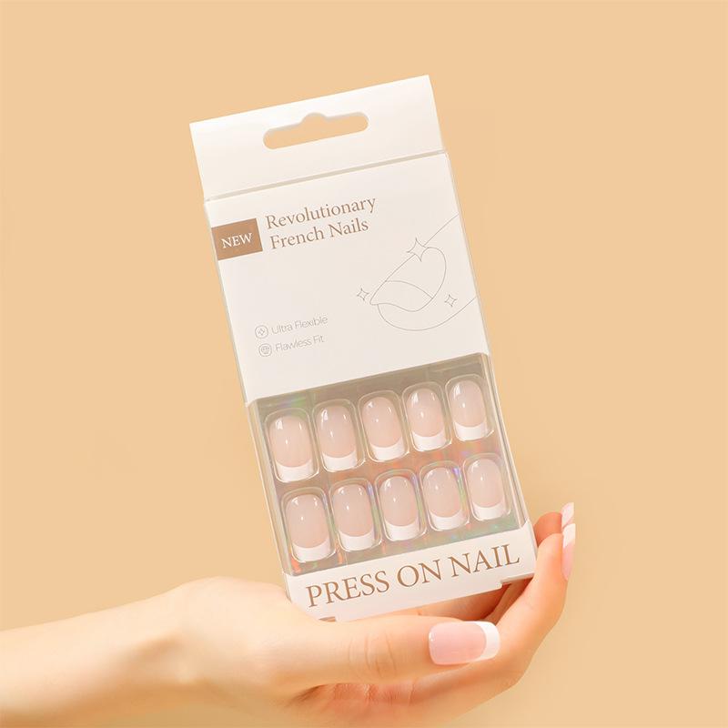 30 Boxed Classic French Wear Nail Premium Narrow Nail Nail Patches Hot Sale Removable Nail Patches Glue type