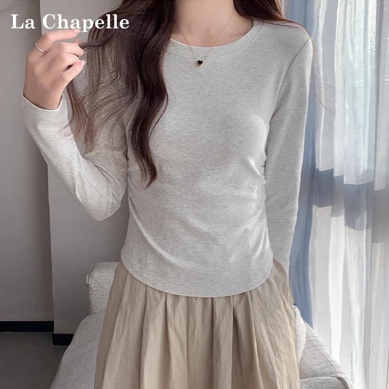 

Women s Pleated Long-Sleeve Irregular Hem T-Shirt L