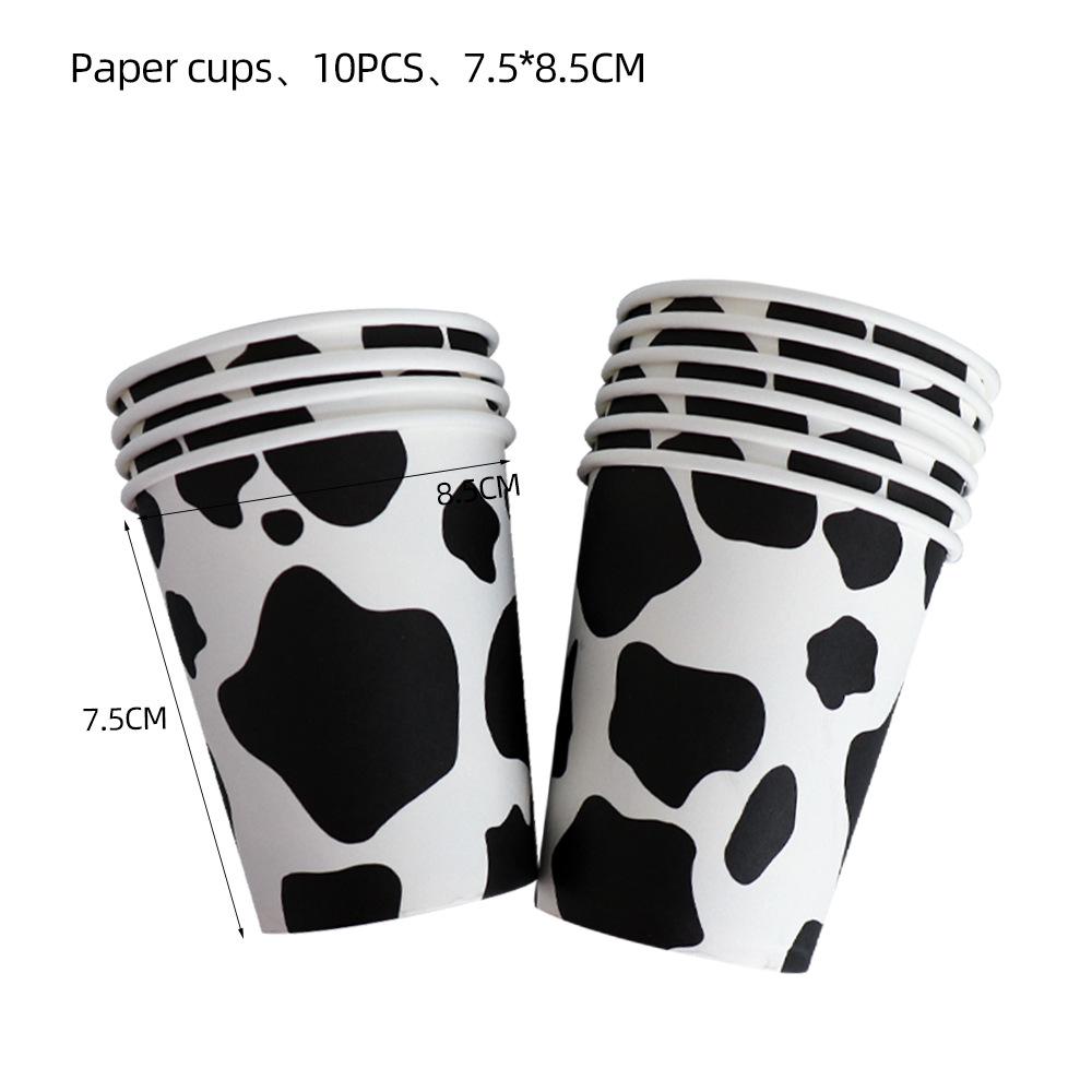 Cow Print Party Tableware Set: Plates, Napkins, Tablecloth for Farm Animal Baby Shower