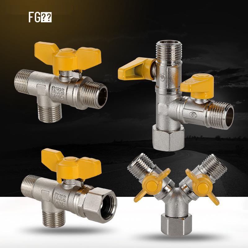 Copper Tee Ball Valve with Union Fitting for Water Diverter and Washing Machine Faucet.