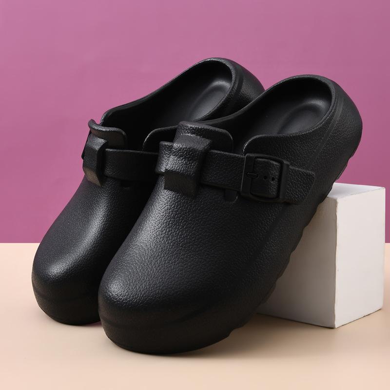 New Women's Solid Color Hole Shoes Platform Non-slip Wear-resistant Fashion Simple Outdoor Beach Bag Head Slippers