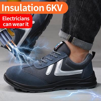 Men's Safety Shoes Non Standard Plastic Toe Insulated 6KV Anti Impact Anti Puncture Lightweight Durable Industrial Work Shoes