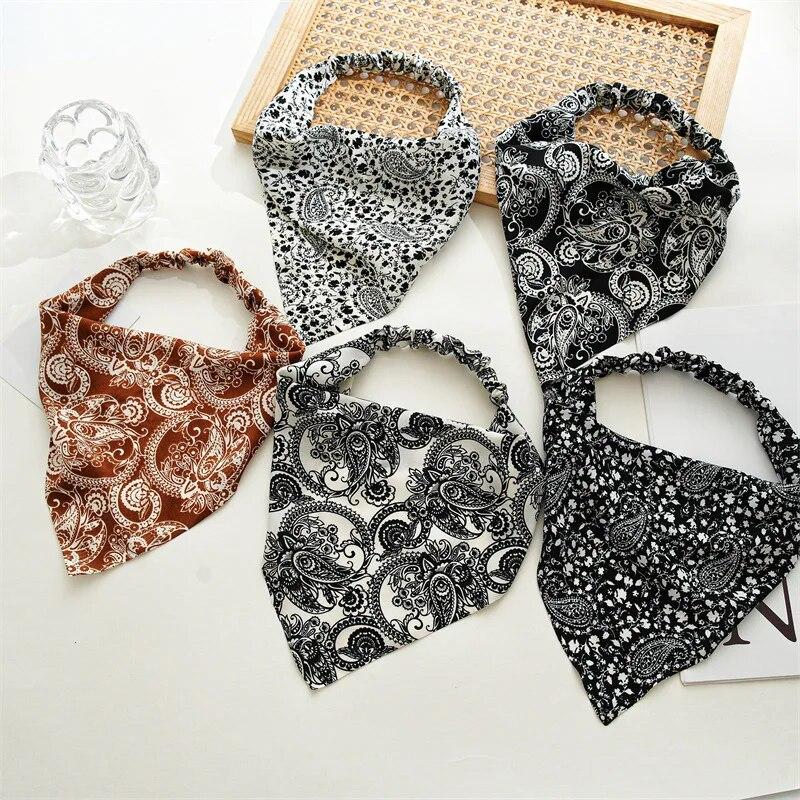 Nouveau bohême imprimé Triangle tête écharpe chaîne à la mode élastique bandes de cheveux Bandanas bandeaux pour femmes cheveux accessoires chapeaux cadeau
