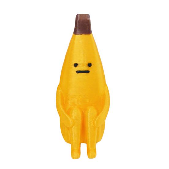 3D Printed Banana Figure, Whimsical Stress Relief Desk Toy, Mini Cute PLA Figurine for Office Humor, Smooth Detail Anti-Worry Gift Decor