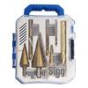 High-speed Steel 7-piece Step Drill Set with Slot Saw, Center Punch, Triangular Handle - Perfect for Woodworking Projects.