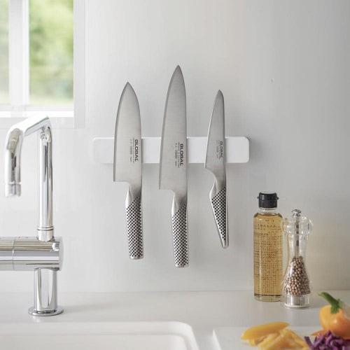 Yamazaki Jitsugyo Magnet & Wall Knife Holder W25 White Approx. W25XD1.7XH4cm Tower Silicone Surface Knife Storage 5199