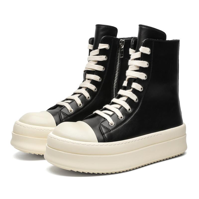 

Новая темная кожа мужская и женская обувь для пар, обувь на платформе, обувь с высоким верхом, увеличивающая рост, модная повседневная обувь, обувь-маффины 43 men