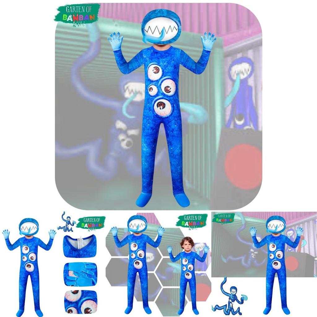 New Halloween Cosplay Costume For Children In Banban Garden Blue Cartoon Style