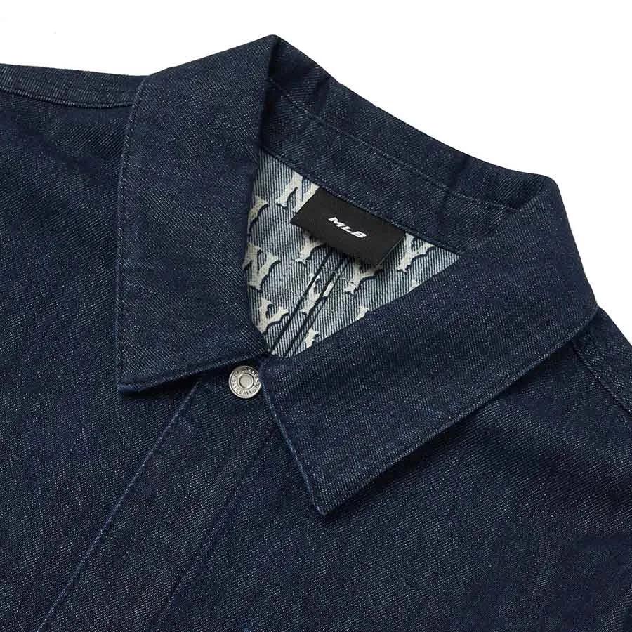 MLB Denim Jackets Men's Blue Lapel Moderate Straight Fit 3adrm0524-50NYD