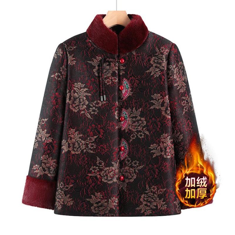 Winter velvet cotton-padded coat wife jacket thickened warm old cotton-padded jacket