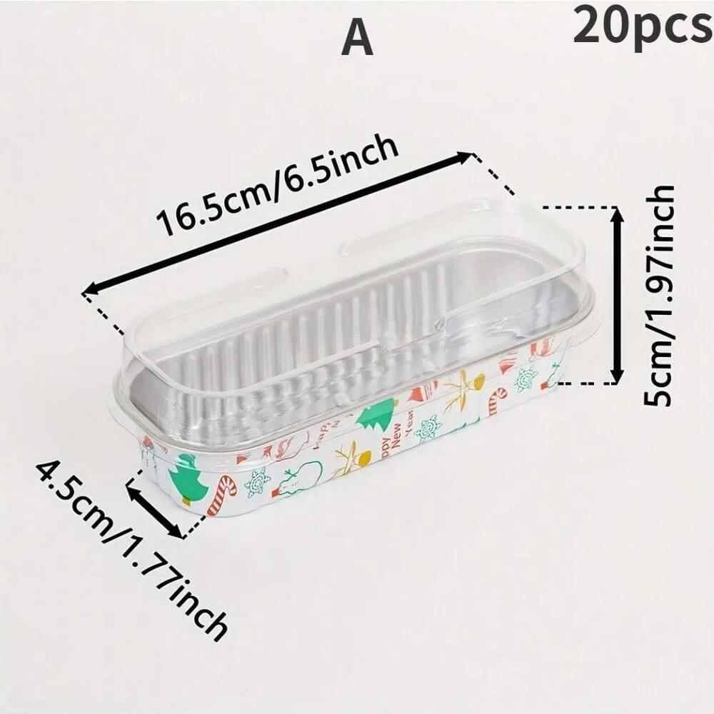 Mini Cake Pan with Lid Mini Baking Pan Aluminum Foil Long Baking Cup Disposable Aluminum Foil Bakaing Pan Brownie Cake Liner