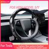 Voor Model 3/Y Highland Juniper Stuurhoes Koolstofvezel Leer Anti-Bont Sportstuur Auto Accessoires