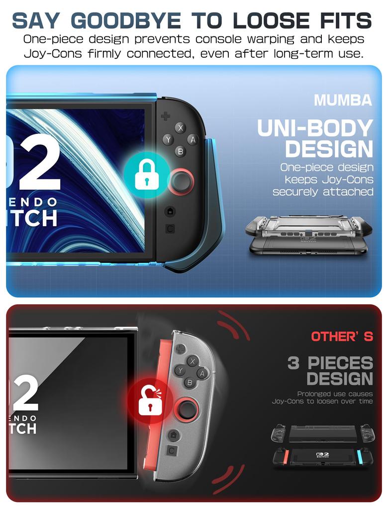 Mumba Nintendo Switch 2 Case with TPU Protective Dockable Accessory for Nintendo Switch and Controllers Grip, Cover, Joy-Con [Blade Series]